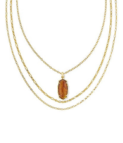 Kendra Scott Elle Vintage Bamboo Frame Triple Strand Necklace