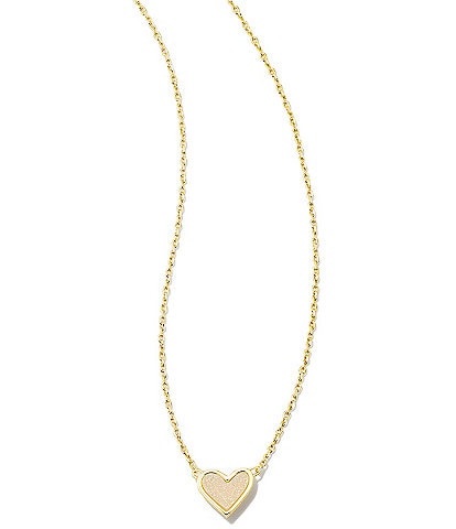 Kendra Scott Framed Ari Heart Gold Drusy Short Pendant Necklace