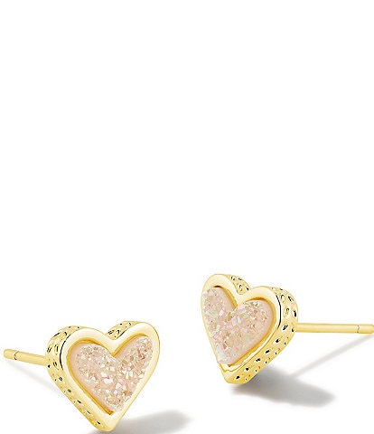 Kendra Scott Framed Ari Heart Gold Drusy Stud Earrings