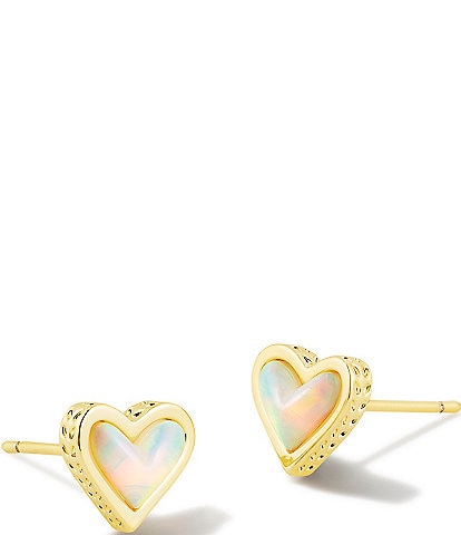 Kendra Scott Framed Ari Heart Gold Opal Stud Earrings