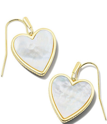 Kendra Scott Gold Plated Pink Heart Drop Earrings
