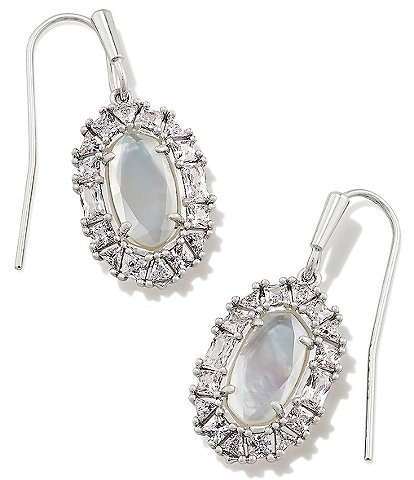 Kendra Scott Lee Silver Crystal Frame Drop Earrings
