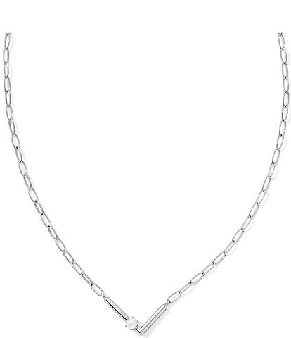 Kendra Scott Pearl Initial Silver Short Pendant Necklace