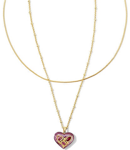 Kendra Scott Penny Heart Crystal Short Multi Strand Pendant Necklace