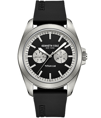 Kenneth Cole New York Men's Titanium Multifunction Black Silicone Strap Watch
