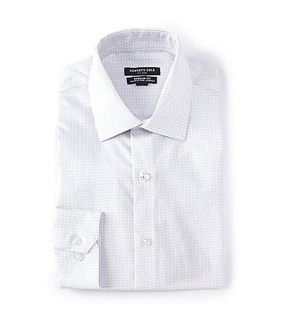 Kenneth Cole New York Non-Iron Regular Fit Spread Collar Printed Dress Shirt
