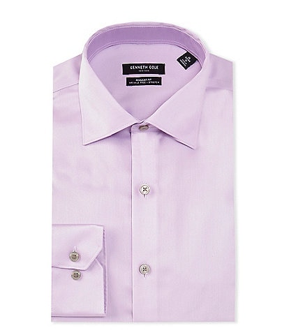 Kenneth Cole New York Non-Iron Stretch Regular Fit Spread Collar Solid Dress Shirt