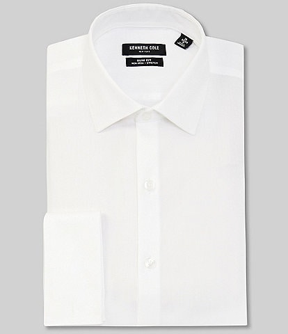 Kenneth Cole New York Non-Iron Slim Fit Spread Collar French Cuff Solid Dress Shirt
