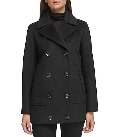 Kenneth Cole New York Notched Collared Double Breasted Wool Peacoat