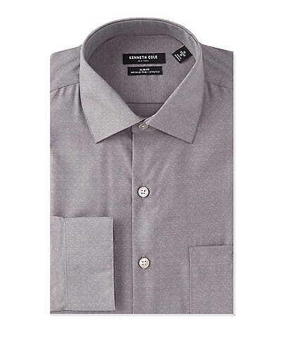 Kenneth Cole New York Solid Slim Fit Stretch Spread Collar Dress Shirt
