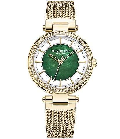 Kenneth Cole New York Women's Analog Gold Stainless Steel Mesh Strap Watch