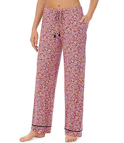 Kensie Ditsy Floral Print Coordinating Long Knit Pajama Pants