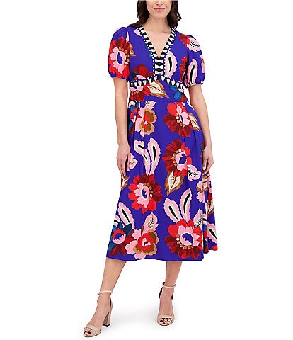 Kensie Floral Print Textured Woven Dress