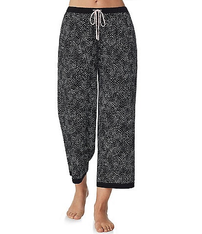 Kensie Jersey Knit Dotted Coordinating Cropped Sleep Pants