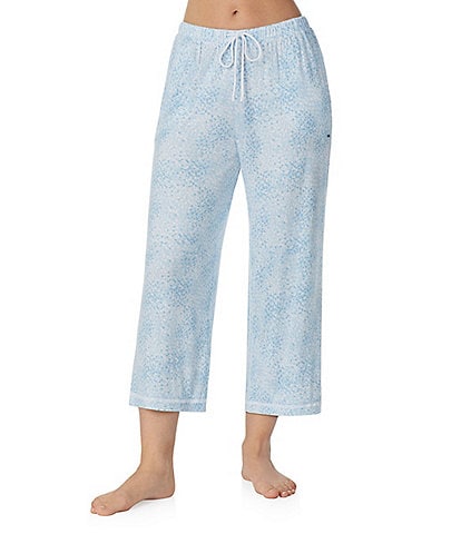 Kensie Jersey Knit Textured Spots Coordinating Cropped Sleep Pants