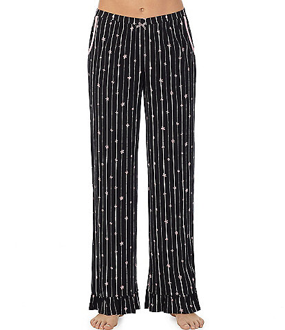 Kensie Knit Floral Striped Print Coordinating Full Length Sleep Pants