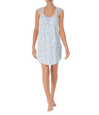 Kensie Lightweight Bouquet Toss Print Scooped Neck Jersey Chemise