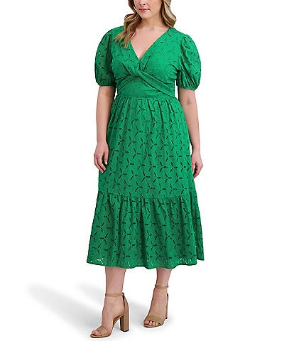 Kensie Plus Size Cotton Eyelet Dress