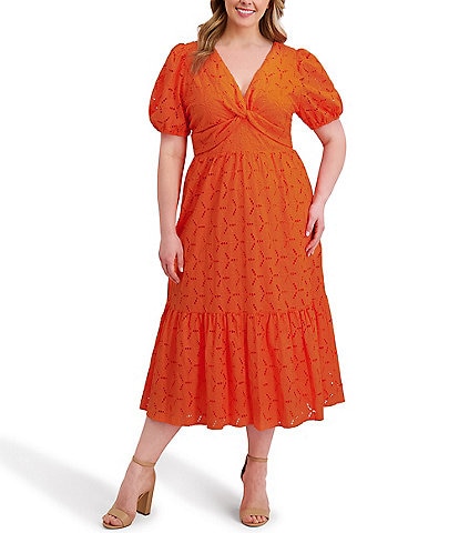 Kensie Plus Size Cotton Eyelet Dress