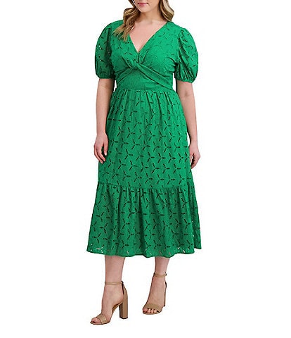 Kensie Plus Size Cotton Eyelet Dress