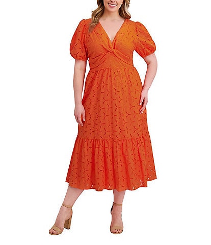 Kensie Plus Size Cotton Eyelet Dress