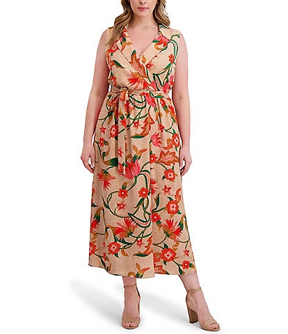 Kensie Plus Size Floral Print Textured Woven Dress