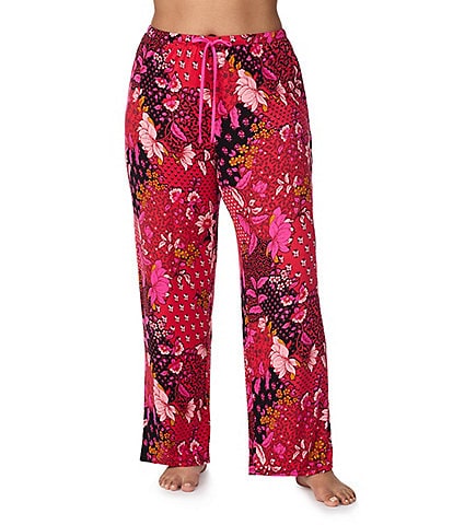 Kensie Plus Size Jersey Knit Patchwork Coordinating Sleep Pant