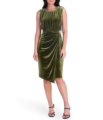Kensie Stretch Velvet Sheath Hardware Dress
