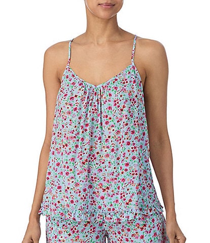 Kensie Woven Ditsy Floral Sleeveless V-Neck Sleep Top