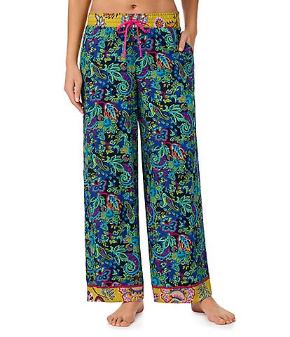 Kensie Woven Smocked Paisley Print Coordinating Sleep Pants