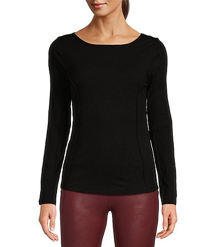 Kinesis Boat Neck Long Sleeve Seamed Top