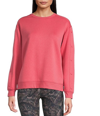 Kinesis Crew Neck Long Sleeve Button Sleeve Top