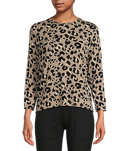 Kinesis Knit Jersey Cheetah 3/4 Sleeve Perfect Tee Shirt