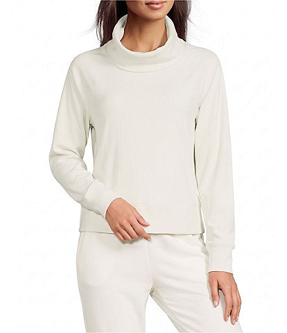 Kinesis Novelty Rib Cowl Neck Long Sleeve Top