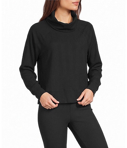 Kinesis Novelty Rib Cowl Neck Long Sleeve Top