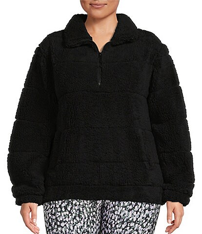 Kinesis Plus Size Long Sleeve Stand Collar Alpine Quilted Fleece Half Zip Jacket