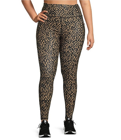 Kinesis Plus Size High Rise Moisture Wicking Chevron Print Ankle Leggings