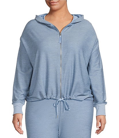 Kinesis Plus Size Textured Knit Zip Front Hooded Jacket
