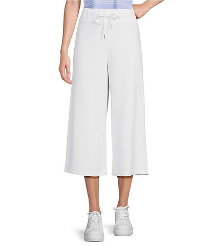Kinesis Textured French Terry Knit Cropped Wide Leg Pants