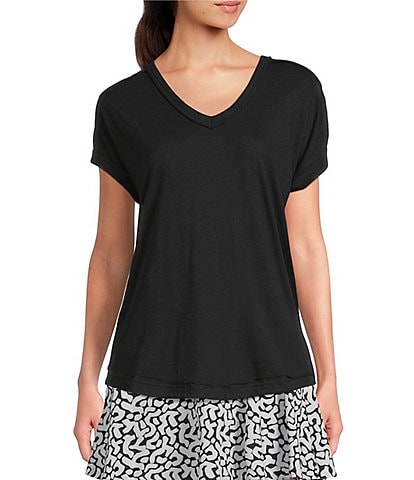 Kinesis V-Neck Raw Edge Dolman Tee