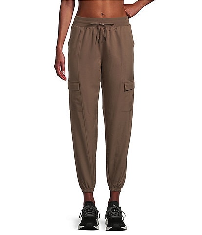 Kinesis Woven Elastic Cinched Cuff Ribbed Waistband Ankle Joggers