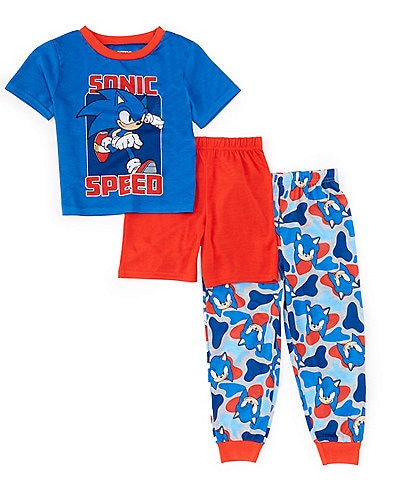 Komar Kids Little /Big Boys 4-10 Short Sleeve Sonic Three Piece Pajama Set