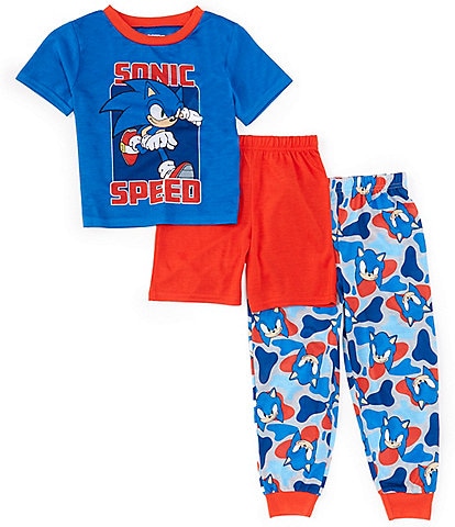 Komar Kids Little /Big Boys 4-10 Short Sleeve Sonic 3-Piece Pajama Set