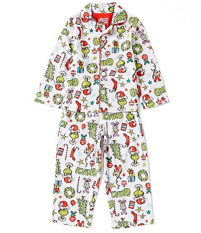 Komar Kids Little/Big Boys 2T-14 Long-Sleeve Grinch Brushed Micro Jersey Pajama Top & Matching Pajama Pants Set