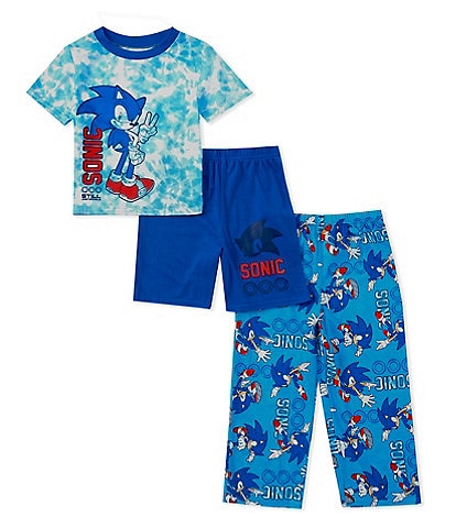 Komar Kids Little/Big Boys 4-10 Short Sleeve Sonic Pajama 3-Piece Set