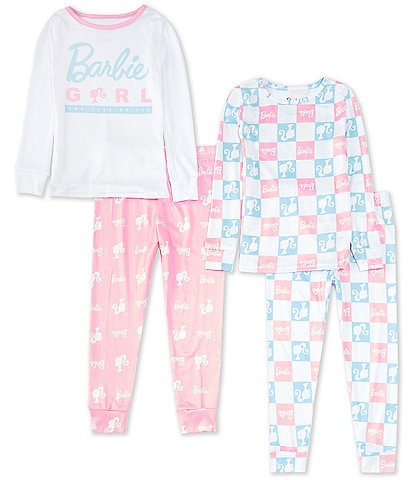 Komar Kids Little/Big Girls 4-10 Long Sleeve Barbie™ Pajama T-Shirt & Pant Four-Piece Set