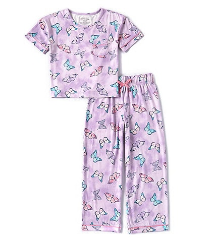 Komar Kids Little/Big Girls 4-16 Short Sleeve Butterfly-Printed Pajama Top & Matching Pajama Pant Set