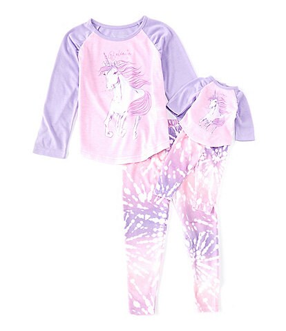 Komar Kids X Saint Eve Little/Big Girls 4-14 Long Sleeve Unicorn Me and My Doll Matching Pajamas 3-Piece Set