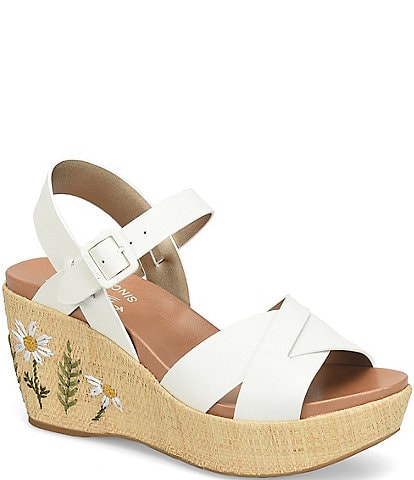 Kork-Ease Ava 2.0 Flower Leather Platform Wedge Sandals