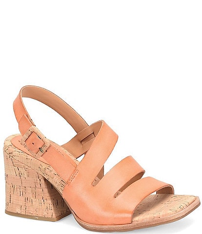 Kork-Ease Cate Leather Cork Block Heel Sandals